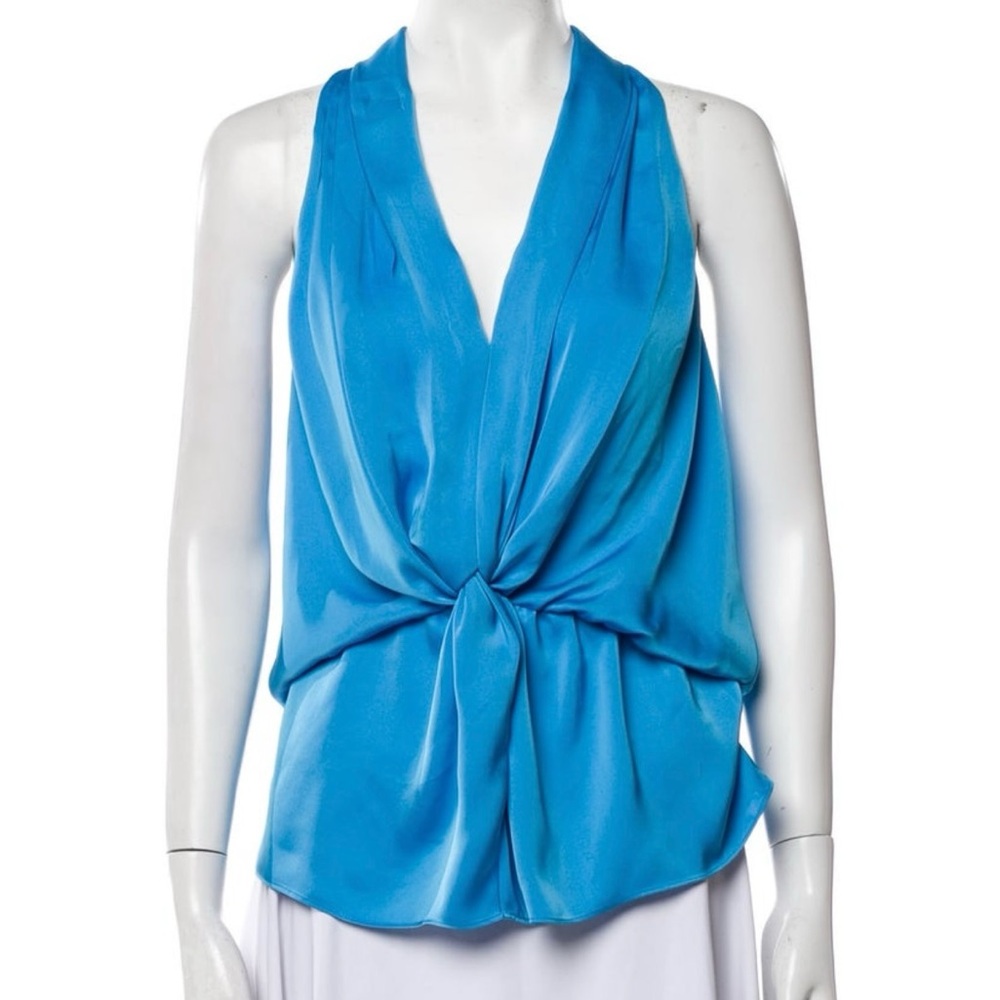 Ramy Brook Vibrant Blue Knot Front Blouse
